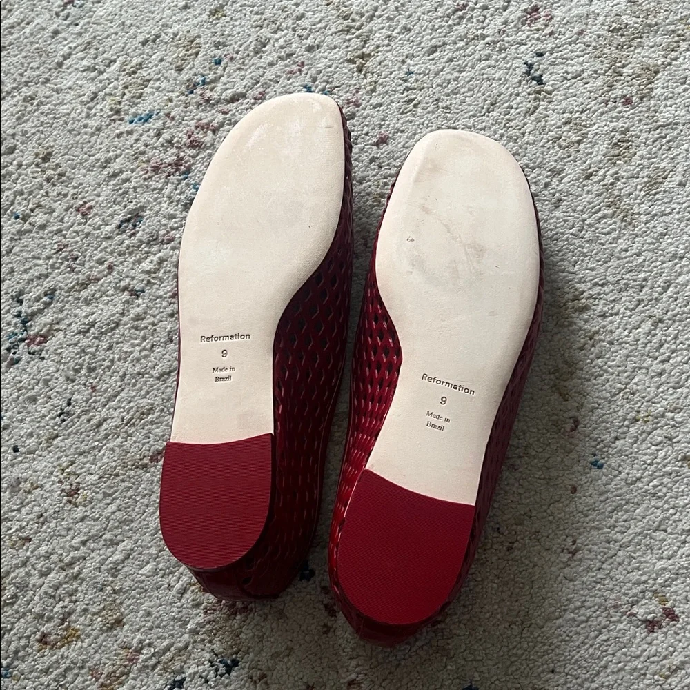 Reformation Paulina Ballet Flat Red - Size 9 - Picture 4 of 7